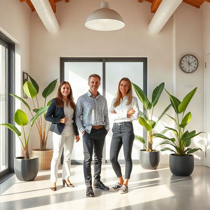 Equipe de consultores imobiliários da Codingatlasv em escritório em Florianópolis